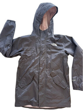 Youth The North Face DryVent Hooded Rain Jacket Girls M 10/12 Gray Pink